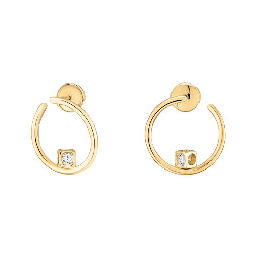 Le Cube Diamant Yellow Gold and Diamond Hoop Earrings | Dinh Van